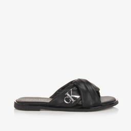 Calvin Klein-Girls Black Twisted Sandals | Childrensalon Outlet