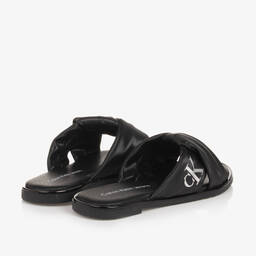 Calvin Klein-Girls Black Twisted Sandals | Childrensalon Outlet