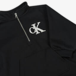 Calvin Klein-Girls Black Zip Neck Sweat Dress | Childrensalon Outlet