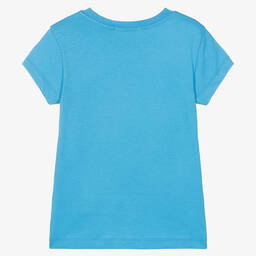 Calvin Klein Jeans-Girls Blue Cotton Logo T-Shirt | Childrensalon Outlet