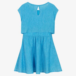 Calvin Klein Jeans-Girls Blue Crinkle Flare Dress | Childrensalon Outlet