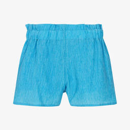 Calvin Klein Jeans-Girls Blue Crinkle Paperbag Shorts | Childrensalon Outlet