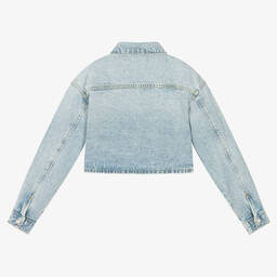 Calvin Klein Jeans-Girls Blue Cropped Denim Jacket | Childrensalon Outlet