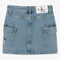 Calvin Klein-Girls Blue Denim Cargo Skirt | Childrensalon Outlet