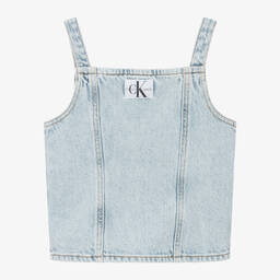 Calvin Klein-Girls Blue Denim Sleeveless Top | Childrensalon Outlet