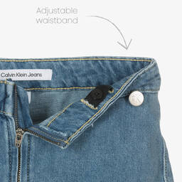 كالفين كلاين-شورت سكورت قطن دنيم لون أزرق للبنات | Childrensalon Outlet