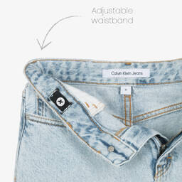 كالفين كلاين-تنورة قطن دنيم لون أزرق فاتح | Childrensalon Outlet