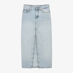 كالفين كلاين-تنورة قطن دنيم لون أزرق فاتح | Childrensalon Outlet