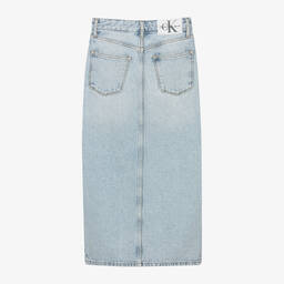 كالفين كلاين-تنورة قطن دنيم لون أزرق فاتح | Childrensalon Outlet