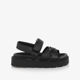 كالفين كلاين-صنادل سوداء سميكة للبنات من الجلد الصناعي | Childrensalon Outlet