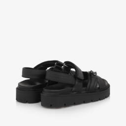 كالفين كلاين-صنادل سوداء سميكة للبنات من الجلد الصناعي | Childrensalon Outlet