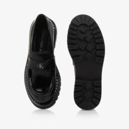 Calvin Klein-Girls Chunky Black Leatherette Loafers | Childrensalon Outlet