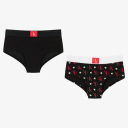 Calvin Klein-Girls Cotton Knickers (2 Pack) | Childrensalon Outlet