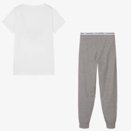 Calvin Klein-Бело-серая хлопковая пижама для девочек | Childrensalon Outlet