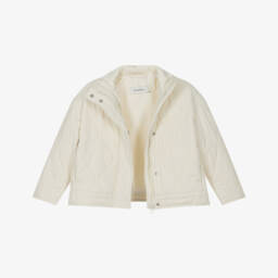 كالفين كلاين-معطف مبطن فاخر للبنات بلون كريمي | Childrensalon Outlet