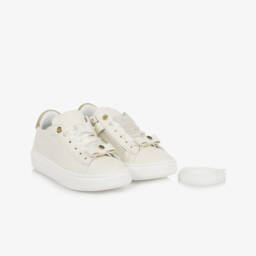 Calvin Klein-Girls Creamy Faux Leather Sneakers | Childrensalon Outlet