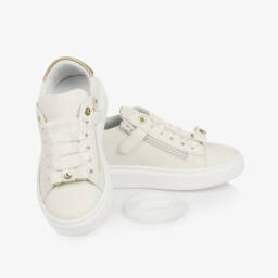 Calvin Klein-Girls Creamy Faux Leather Sneakers | Childrensalon Outlet