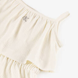 Calvin Klein-Girls Crinkled Ivory Tiered Dress | Childrensalon Outlet