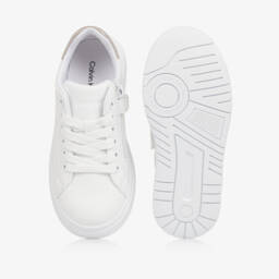 Calvin Klein-Girls Glittery White Faux Trainers | Childrensalon Outlet