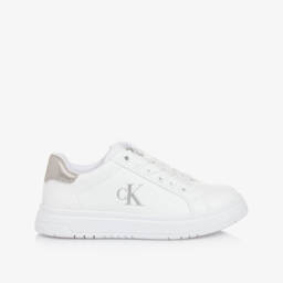 Calvin Klein-Girls Glittery White Faux Trainers | Childrensalon Outlet