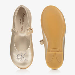 Calvin Klein-Золотистые кожаные туфли на ремешке для девочек | Childrensalon Outlet