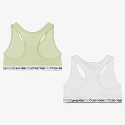 Calvin Klein-Зеленый и белый топы из хлопка для девочек (2шт.) | Childrensalon Outlet
