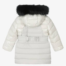 Calvin Klein Jeans-Girls Grey Belted Puffer Coat | Childrensalon Outlet