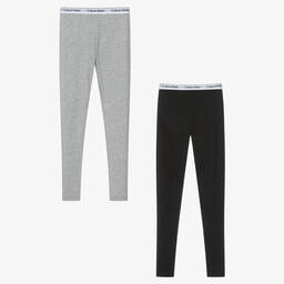 كالفين كلاين-طقم ليقنز  قطن لون رمادي وأسود للبنات (عدد 2) | Childrensalon Outlet