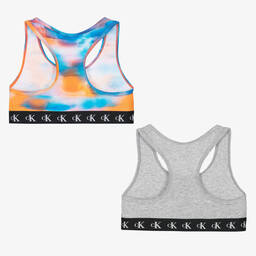 كالفين كلاين-2 توب براليت قطن جيرسي لون رمادي وأزرق للبنات | Childrensalon Outlet