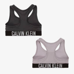 Calvin Klein-Girls Grey Cotton Bra Tops Set | Childrensalon Outlet