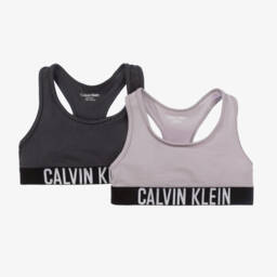 Calvin Klein-Girls Grey Cotton Bra Tops Set | Childrensalon Outlet