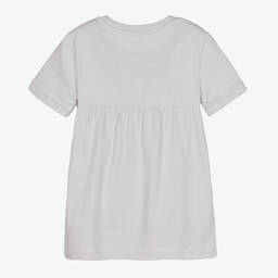 كالفين كلاين Jeans-فستان أطفال بناتي قطن جيرسي لون رمادي فاتح | Childrensalon Outlet