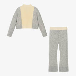 Calvin Klein-طقم بنطلون أكريليك محبوك لون رمادي وعاجي للبنات | Childrensalon Outlet
