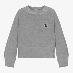 Calvin Klein-Girls Grey Sparkly Knitted Sweater | Childrensalon Outlet