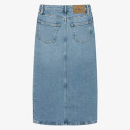 Calvin Klein-تنورة طويلة من الدنيم النيلي للبنات | Childrensalon Outlet