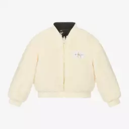 Calvin Klein-Girls Ivory & Black Reversible Bomber | Childrensalon Outlet