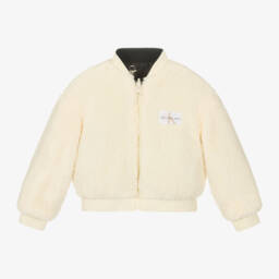 Calvin Klein-Girls Ivory & Black Reversible Bomber | Childrensalon Outlet