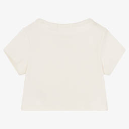 Calvin Klein Jeans-تيشيرت قطن جيرسي لون عاجي للبنات | Childrensalon Outlet