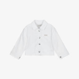 Calvin Klein-معطف دنيم قطني عاجي للبنات | Childrensalon Outlet