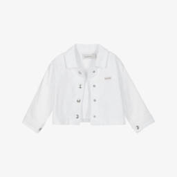 Calvin Klein-معطف دنيم قطني عاجي للبنات | Childrensalon Outlet