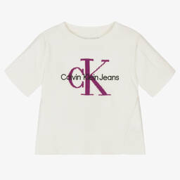 Calvin Klein Джинсы-Кремовый хлопковый топ | Childrensalon Outlet