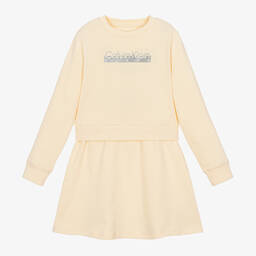 Calvin Klein-Girls Ivory Cotton Sweatshirt Dress | Childrensalon Outlet