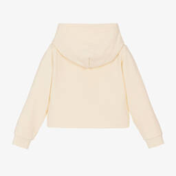 كالفين كلاين-سويتشيرت هودي قطن جيرسي لون عاجي للبنات | Childrensalon Outlet
