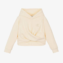 كالفين كلاين-سويتشيرت هودي قطن جيرسي لون عاجي للبنات | Childrensalon Outlet