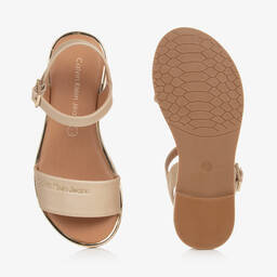 Calvin Klein-Girls Ivory Faux Leather Sandals | Childrensalon Outlet