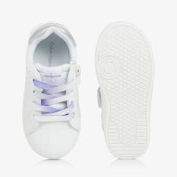Calvin Klein-Girls Lilac Lace White Sneakers | Childrensalon Outlet
