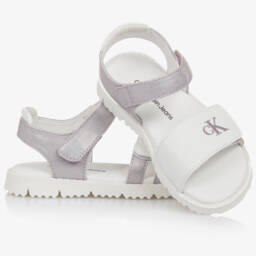Calvin Klein-Girls Lilac & White Sparkle Strap Sandals | Childrensalon Outlet