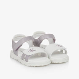 Calvin Klein-Girls Lilac & White Sparkle Strap Sandals | Childrensalon Outlet