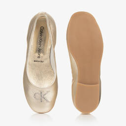 Calvin Klein-Girls Metallic Gold Ballerina Pumps | Childrensalon Outlet
