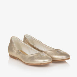 Calvin Klein-Girls Metallic Gold Ballerina Pumps | Childrensalon Outlet